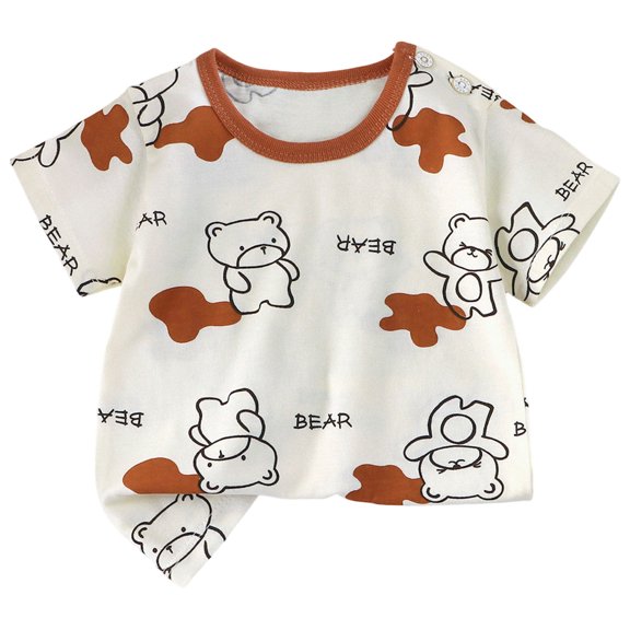 Staki Boys T Shirts Toddler Boys Graphic Tee Shirts Cotton Short Sleeve Crewneck Tops for Little Boys 2T 3T 4T Coffee,5-6 Years