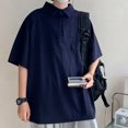 thumbnail image 3 of Camiseta de manga corta para hombre, blusa informal transpirable, estilo vintage, holgada, para uso diario, 3 of 8