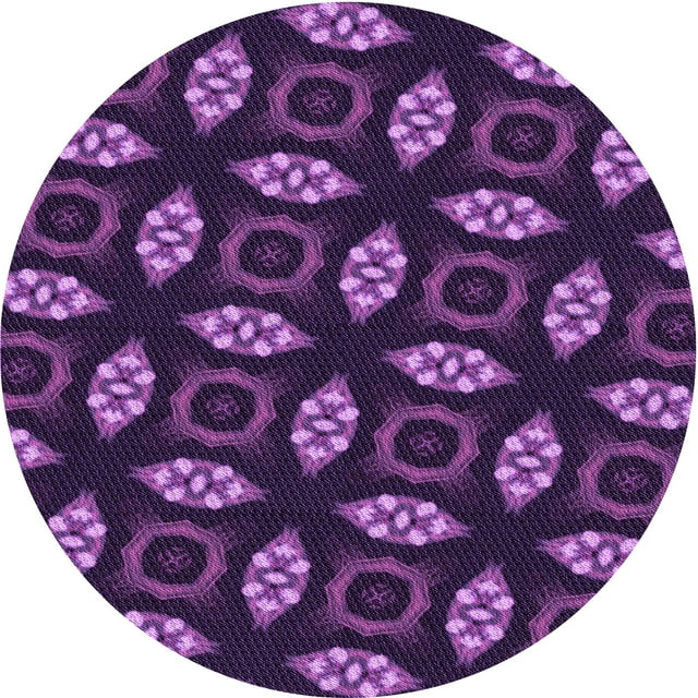 Ahgly Company Machine Washable Indoor Round Transitional Dark Orchid Purple Area Rugs, 5' Round