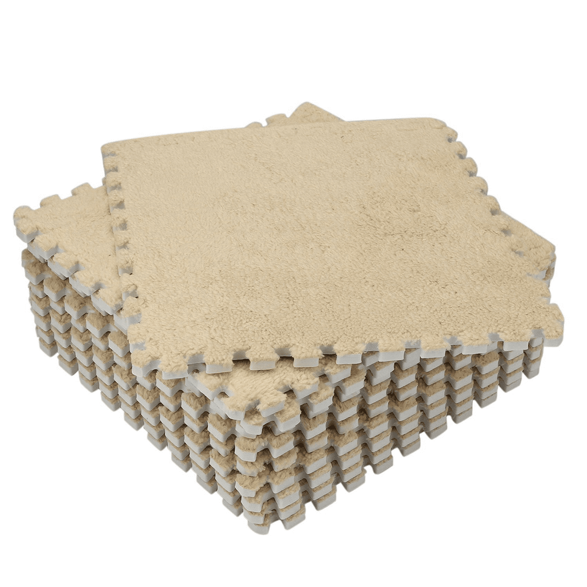 12" x 12" Camel EVA Foam Interlocking Floor Mats Anti-Fatigue, Soft 40 Pieces