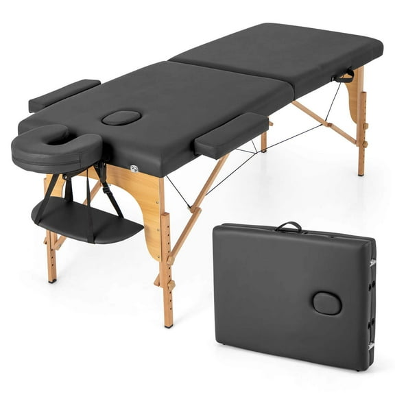 Costway 84" Portable & Foldable Massage Salon Spa Facial Care Tattoo Bed with Carrying Bag Black