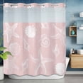 thumbnail image 6 of No Hook Marine Life Shower Curtain with Snap in Liner Set, Summer Ocean Starfish Conch Seashell Pink Waterproof Fabric Bathroom Curtains with See Through Top Window, Hotel Style Long 72 x 78 Inch, 6 of 9
