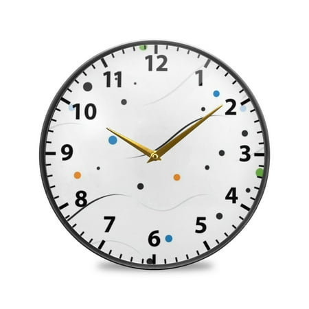 Colorful Dots and Wavy Lines Wall Clock Modern Decor Acrylic Clock Golden Hands 9.5in