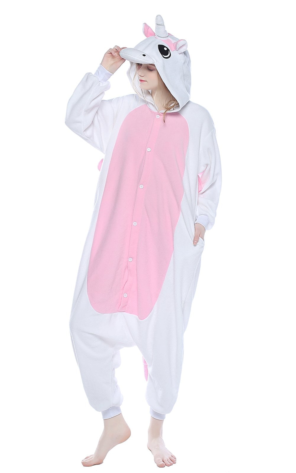 NEWCOSPLAY Adult Unisex Unicorn Hooded Pajamas Robe Costume
