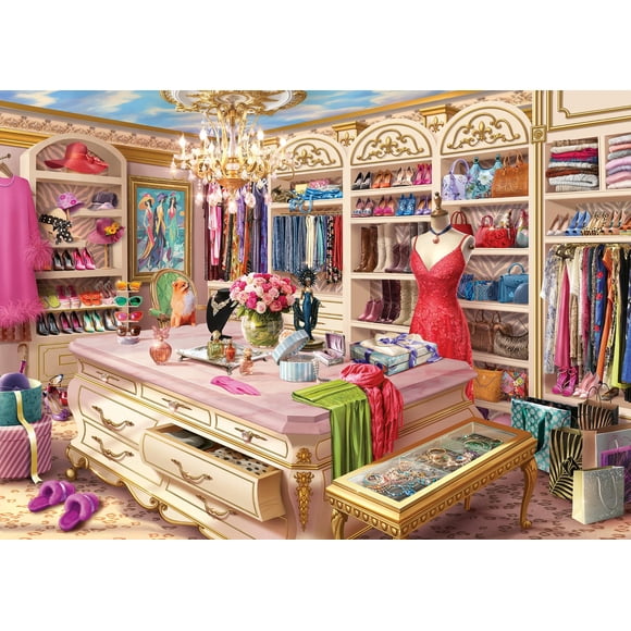 Rompecabezas Ravensburger The Coveted Closet de 1000 piezas | Experiencia de armario boutique de Wig