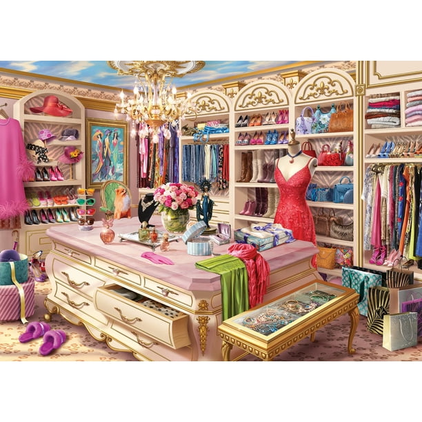 Rompecabezas Ravensburger The Coveted Closet de 1000 piezas | Experiencia de armario boutique de Wig