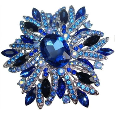 3.82" Gorgeous Flower Large Rhinestone Crystal Brooch Pin