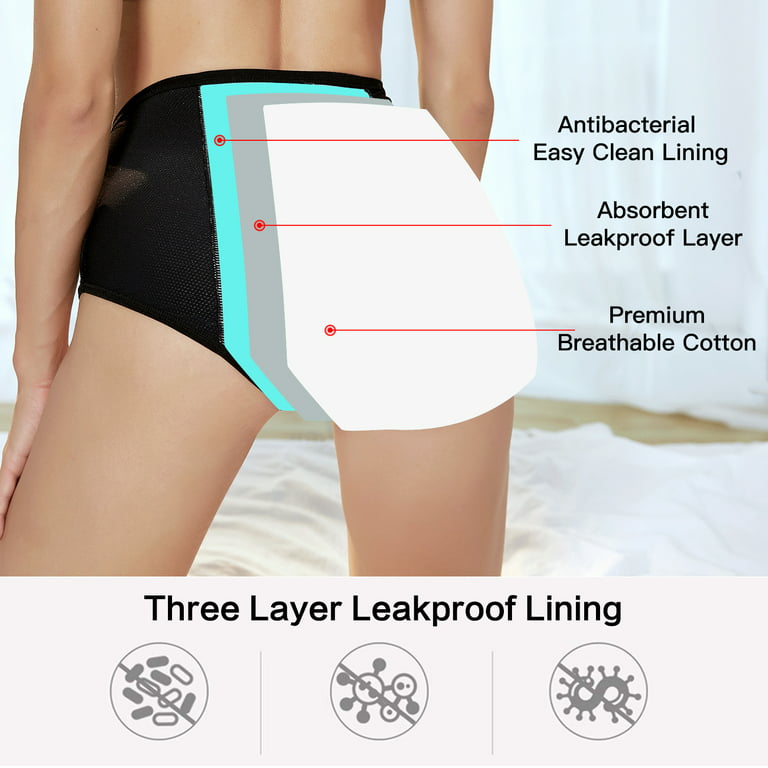 Period Underwear for Women High Waist Leak-Proof Postpartum Menstrual  Panties Ladies Protective Briefs - 4 Pack(XL,4 Color)