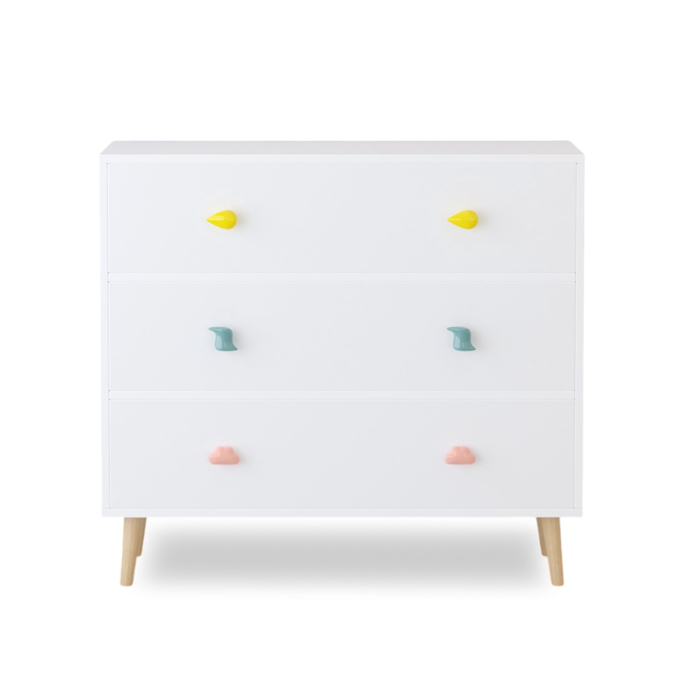 Noble House Godfrey 31.5" Kids 3-Drawer Dresser, Nursery Storage Cabinet, Anti-Tip Baby Nightstand, White