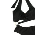 thumbnail image 4 of WREESH Womens One Piece Swimsuits Backless Solid Color Bikini Without Steel Support Swimsuit Sleeveless Bathing Suits Black, 4 of 6