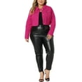 thumbnail image 2 of Unique Bargains Women's Plus Size Long Sleeve Jean Button Cropped Denim Jacket, 2 of 5