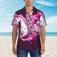 thumbnail image 2 of Sikiie Skull White Horse Print Men's Hawaiian Shirt, Summer Beach Button Pocket Short Sleeve T-Shirt,3X-Large, 2 of 7