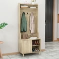 thumbnail image 4 of Oubayajia Hall Tree with Storage Bench, 4-in-1 Entryway Hall Tree for Hallway, Living Room, Natural, 4 of 8