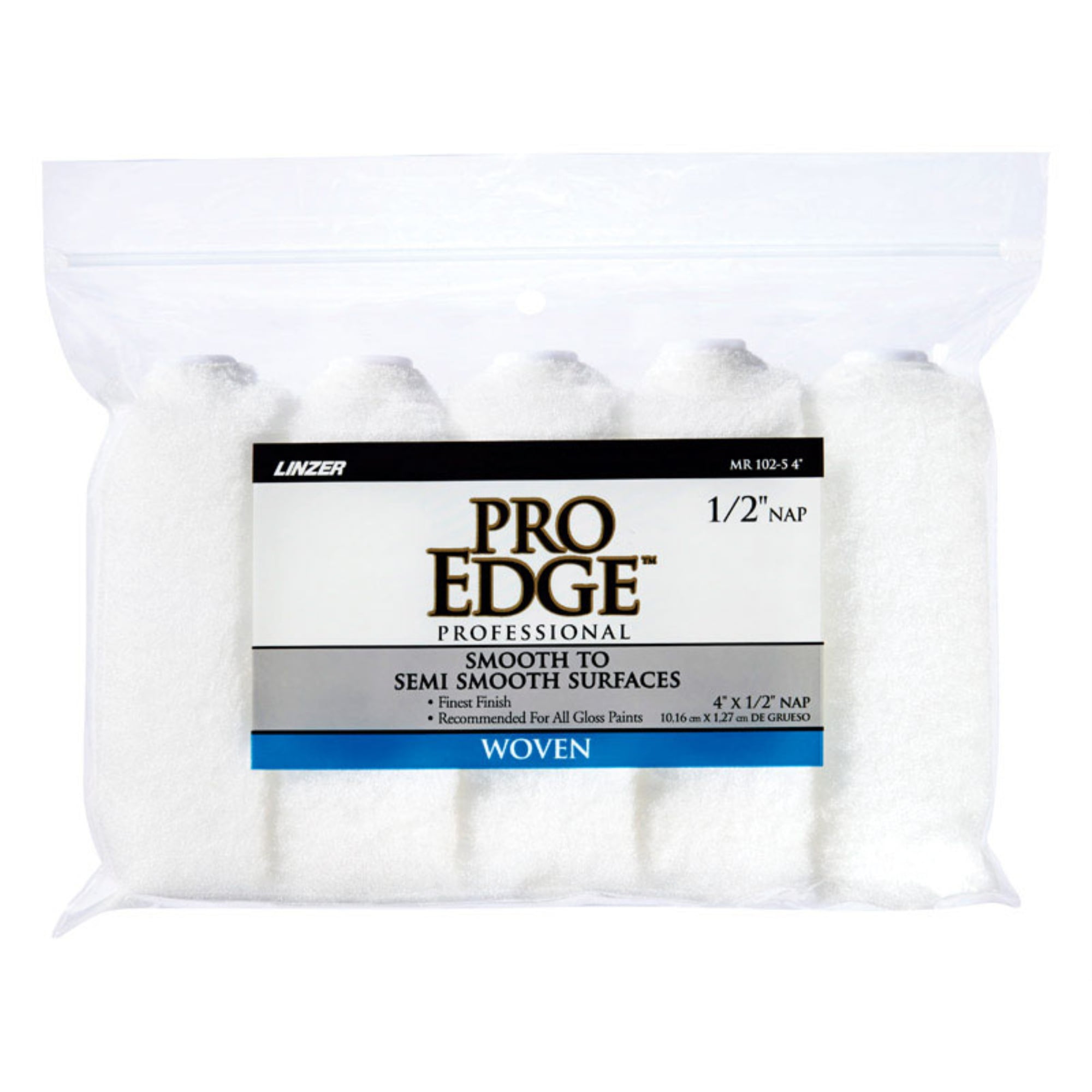 Linzer Pro Edge Woven 4 in. W X 1/2 in. Mini Paint Roller Cover 5 pk