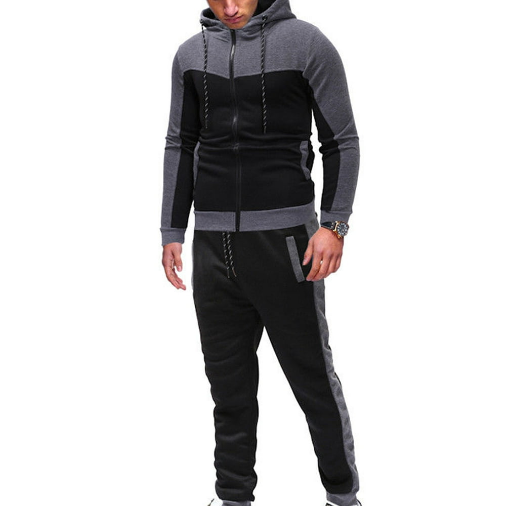 shiny hooded jogger set