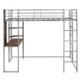thumbnail image 3 of Cfowner Metal Loft Bed, Space-Saving Twin Size Loft Bed with 2 Shelves and 1 Desk, Two Build-in Ladders and Guardrails for Sleeping, Home Work, Reading, Writing, 3 of 8