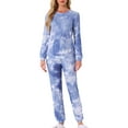 thumbnail image 2 of INSPIRAR CHIC Conjuntos de Pijamas de Manga Larga para Mujeres Sudadera de Punto Impresa con Estrellas 2 Piezas Ropa de Dormir XL Azul Tie Dye, 2 of 5