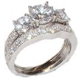 thumbnail image 4 of 3.75 ct Three Stone CZ Women's Wedding Engagement Ring Set Sterling Silver, 4 of 5