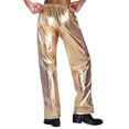 thumbnail image 2 of Aislor Mens Metallic Jazz Dance Pants Elastic Waistband Pants Gold S, 2 of 6