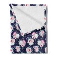 thumbnail image 2 of Vintage Rose Soft Flannel Fleece Throw Blanket, Romantic English Flower Bouquet Pattern, Cozy Plush for Indoor and Outdoor Use, 70" x 90", Indigo Multicolor, by Ambesonne, 2 of 5