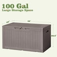 thumbnail image 2 of YKITRD Outdoor Storage Box 100 Gallon Waterproof Resin Deck Box Delivery Box with Air Rod Indoor Outdoor Lockable Storage Bench for Patio Cushions, Tools, Pool Accessories (Brown), 2 of 7