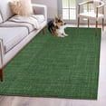 thumbnail image 3 of 3x5 Washable Area Rug, Vintage Dark Non-Slip Rectangle Rug for Living Room Bedroom, Green Linen Texture Farmhouse Indoor Low Pile Floor Mat for Home Decor, 3 of 9