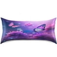 thumbnail image 3 of Coolnut Purple Flowers and Butterflies Satin Pillowcase for Hair and Skin Silk Pillowcase Soft Pillow Covers Smooth Cooling Pillowcase with Envelope Closure Size 20x30 In Home Decor Gifts, 3 of 7