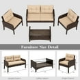 thumbnail image 4 of LHBCraft 4-Piece Patio Furniture Set Outdoor Rattan Wicker Sofa Set with Cushions & Coffee Table, Conversation Sofa Set with Tempered Glass Table Top and Storage Shelf, 4 of 6