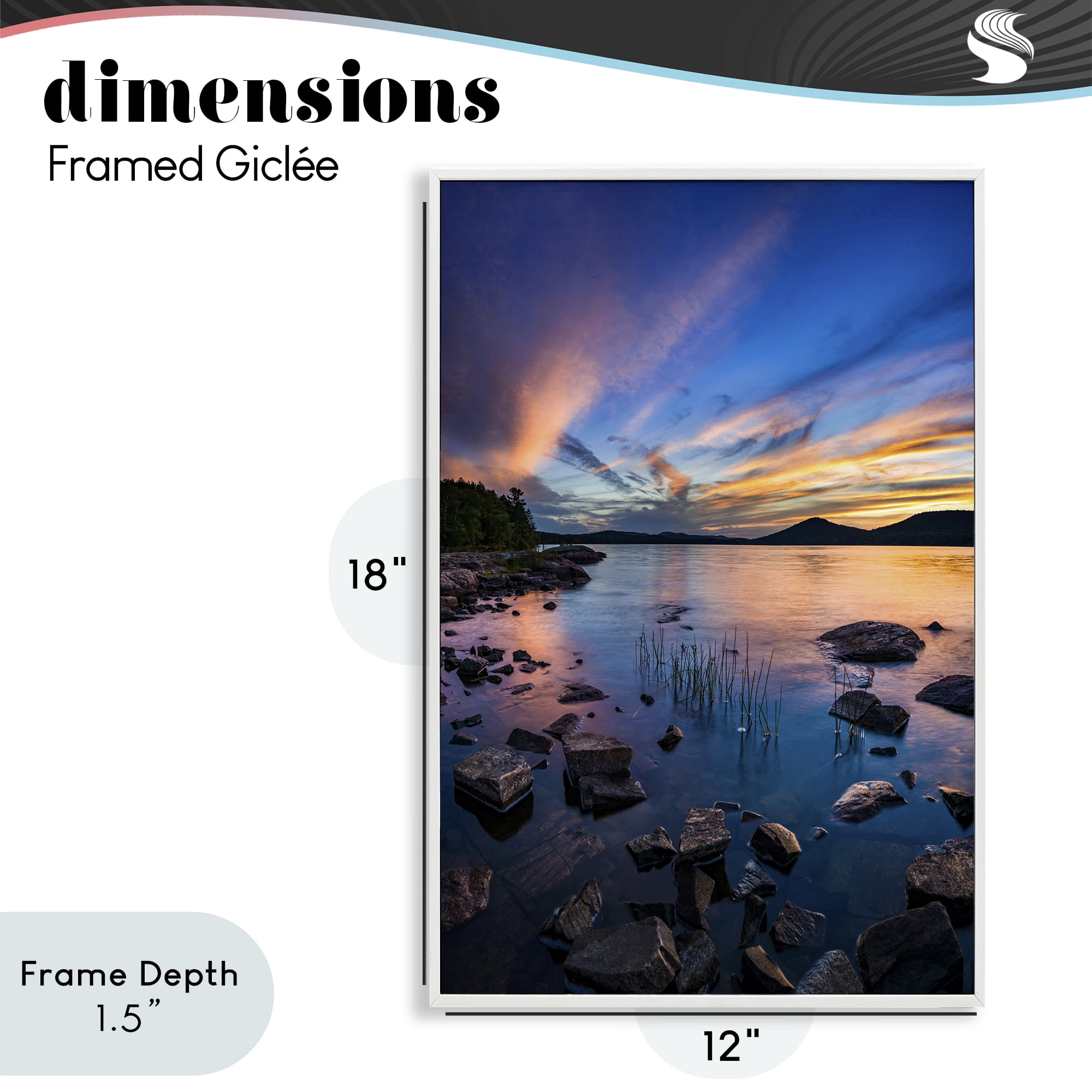 Stupell Industries Sunrise on Piseco Lake White Framed Giclee Art, design by Jonathan Zaharek