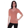 thumbnail image 4 of Emmalise Women's Slim Athletic Fit Vneck Tshirt Half Sleeves Top Plus Size (Dusty Salmon, 1xl), 4 of 6