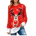 thumbnail image 2 of Pntutb moda mujer cuello redondo manga larga otoño Navidad camiseta estampado tops Pntutb Pntutb-1450, 2 of 7
