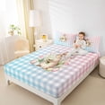 thumbnail image 3 of Erosebridal Easter Rabbits Eggs Queen Sheet Sets 4 Pieces For Kids,Floral Daisy Tulip Gradient Plaid Bed Set For Girls,Blue PinkSuper Cozy Room Decor, 3 of 5