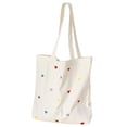 thumbnail image 1 of Bolso de mano de lona informal con estampado de corazones para mujer, bolso de mano de gran capacidad, bolso de hombro con bolsillos, bolsas de lona reutilizables para comestibles, 1 of 7