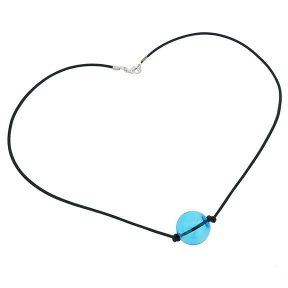 GlassOfVenice Murano Glass Blown Ball Necklace - Aqua Blue