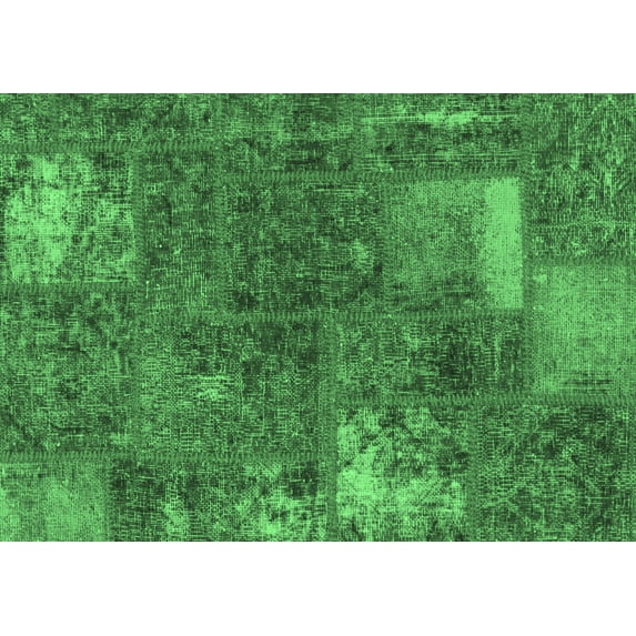 Ahgly Company Indoor Rectangle Patchwork Emerald Green Transitional Area Rugs, 6' x 9'