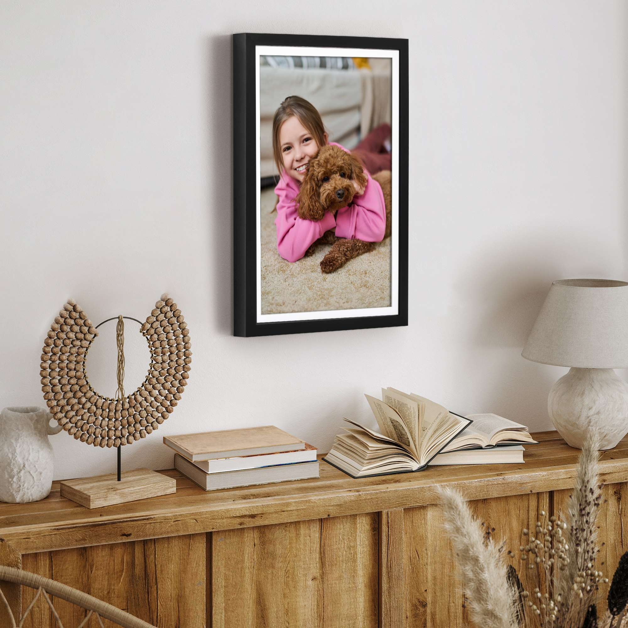 Americanflat 12x18 Poster Frame with Polished Plexiglass with 11x17 Mat Display Photo Soho Collection - Black