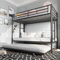 thumbnail image 6 of Walsunny Bunk Beds Twin Metal Loft Beds Frame with Pullout Trundle Guardrail Secured Ladder for Adults Girls Boys Bedroom Loft Dormitory,Black, 6 of 9