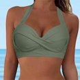 thumbnail image 4 of Duoif Push up Bikini Top, Women Swimwear Tops Underwire Full Coverage Bikini Top up Swim Crop Top Tie Back Bathing Suit Top Womens Bikini Army Green L, 4 of 4