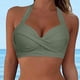 thumbnail image 4 of Prolriy Bikini Top con cordones para mujer, traje de baño con aros, cobertura completa, push up, top corto con lazo en la espalda, sujetadores de baño para mujer, verde militar, L, 4 of 4