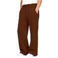 thumbnail image 4 of Tdoqot Girls Fleece Sweatpants with Pockets- Baggy Elastic Waist High Rise Casual Wide Leg Joggers Brown Size 6, 4 of 8