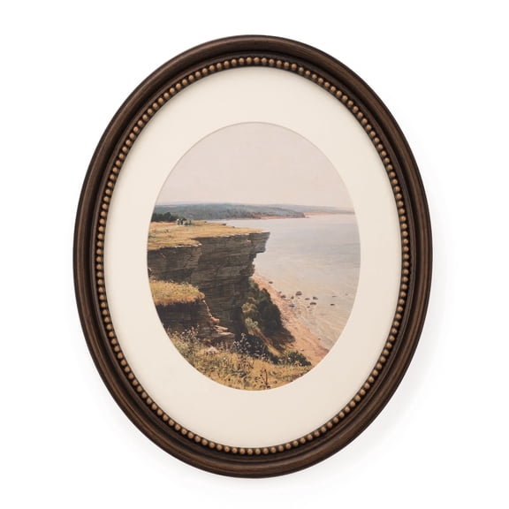 11x14 Decorative Oval Picture Frame, Rubbed Black Bronze Border and Inner Beads Trim, Matted to 8x10, Glass Front