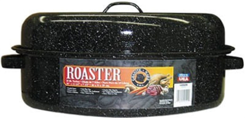 Granite Ware 18" Covered Oval Roaster, 15 Pound Capacity, Roasting Pan