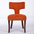 thumbnail image 2 of Mid Century Modern Dining Chairs Set of 2, Farmhouse Linen Upholstered Accent Chairs with Curved Backrest & Copper Nails, Solid Hardwood Frame Kitchen Dining Chairs, Orange, 2 of 9