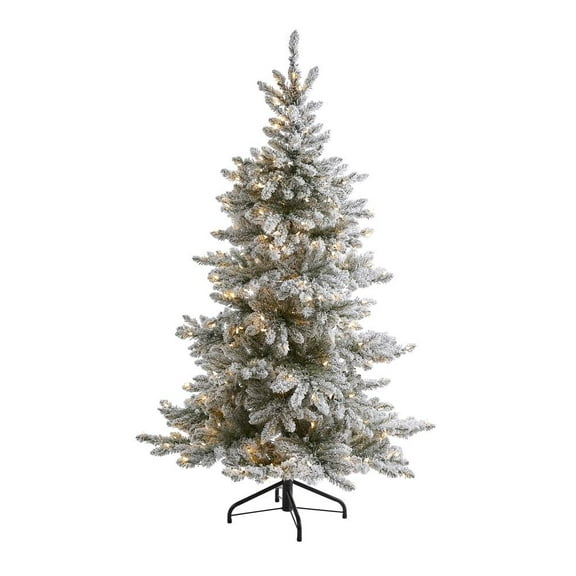Nearly Natural 7ft. Flocked West Virginia Spruce Artificial Christmas Tree with 400 Clear Lights and 1468 Bendable Branches