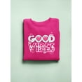 thumbnail image 3 of Good Vibes - Pink Emojis Graphic Women's Sweatshirt, 3 of 4