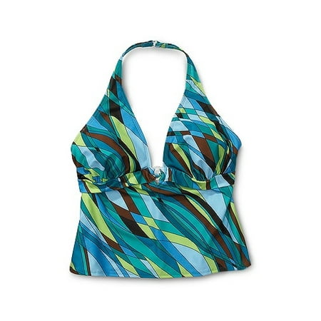 Women's Plus Jessica Print O-Ring Halter Tankini Top