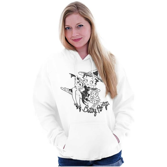Betty Boop Halloween Flying Witch Women Plus Size Hoodie Brisco Brands 3X