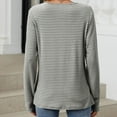 thumbnail image 5 of XFLWAM Women's Striped Tshirt Henley Long Sleeve Slim Fit Tops Scoop Neck Tee Casual Cotton Autumn Winter 90s Shirts Gray L, 5 of 5