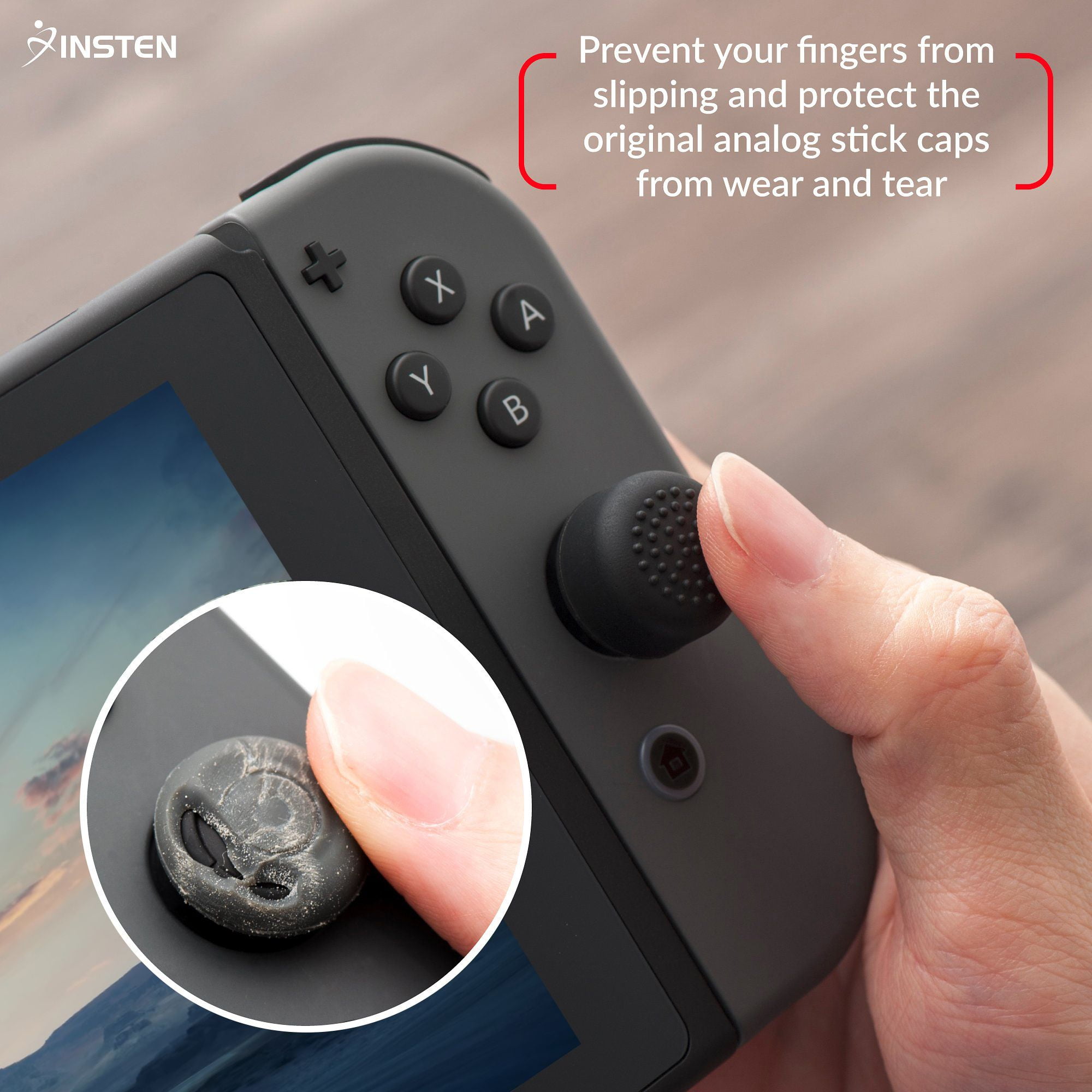 Insten [2Pcs] Nintendo Switch JoyCon Thumb Grip Stick Caps [AntiSlip