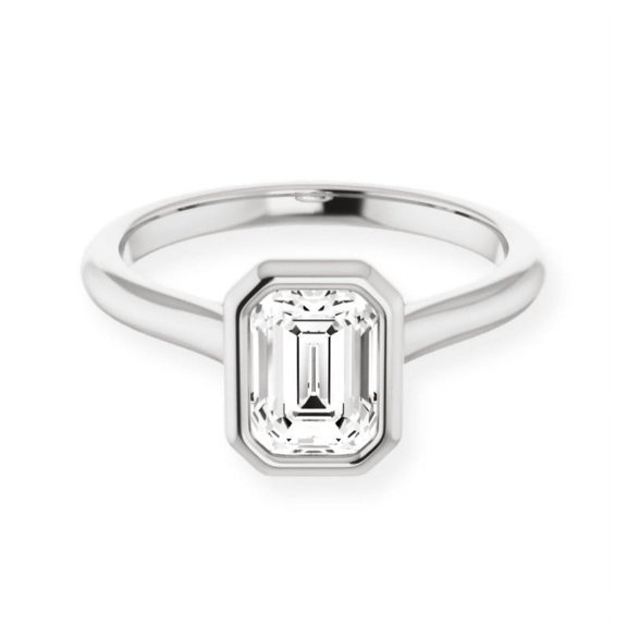 Ember Jewelry 14K White Gold Plated 1.89 Ct Moissanite Ring - Captivating Emerald Cut Wedding Anniversary Ring - A Beautiful Way to Celebrate Love - Perfect for Any Occasion